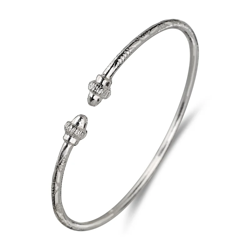 Traditional Silver Bangles-Better Jewelry Ridged Belt .925 Sterling Silver West Indian Bangle, 1 piece