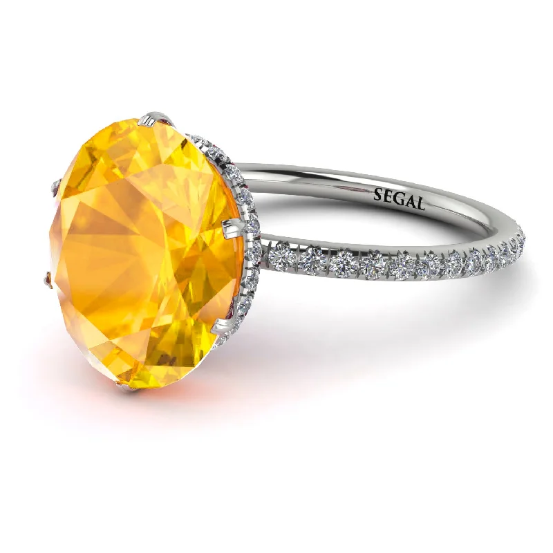 Bridal Engagement Rings-Hidden Halo Oval Yellow Diamond Engagement Ring - Gemma No. 1003