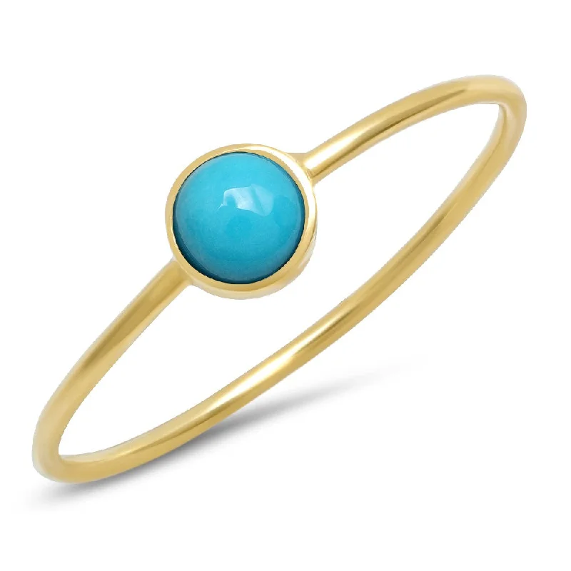 Elegant Gold Rings-Turquoise 3mm round Ring