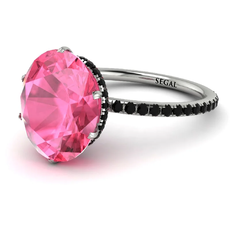 Designer Engagement Rings-Hidden Halo Oval Pink Moissanite Engagement Ring - Gemma No. 809