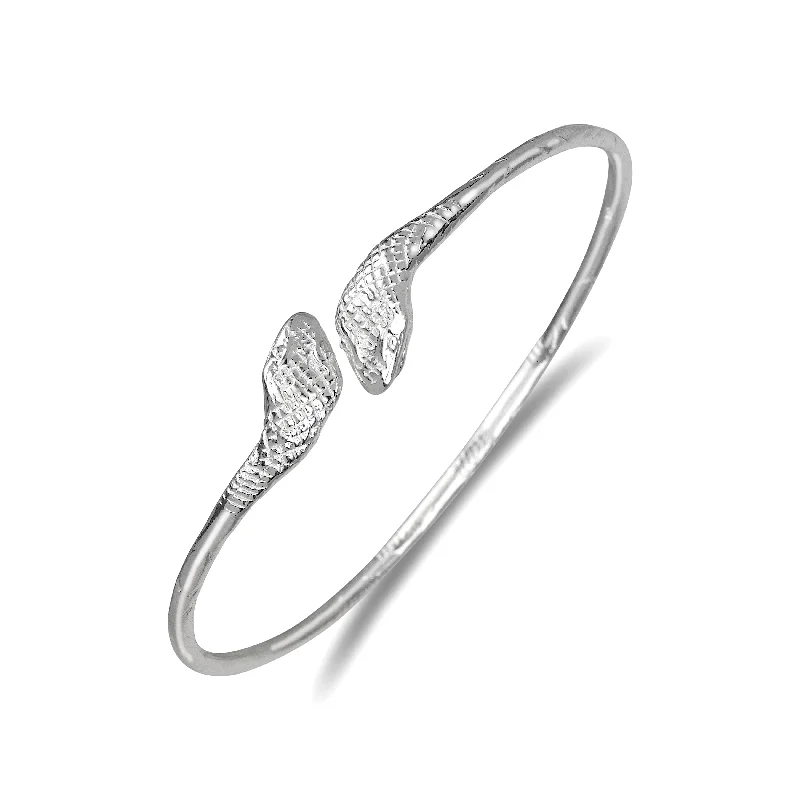 Customizable Wedding Bangles Sets-Snake Ends .925 Sterling Silver West Indian Bangle, 1 piece