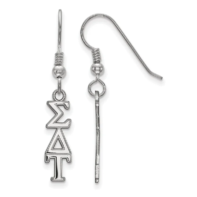 Bridal Earrings-Sterling Silver Sigma Delta Tau XS Dangle Earrings