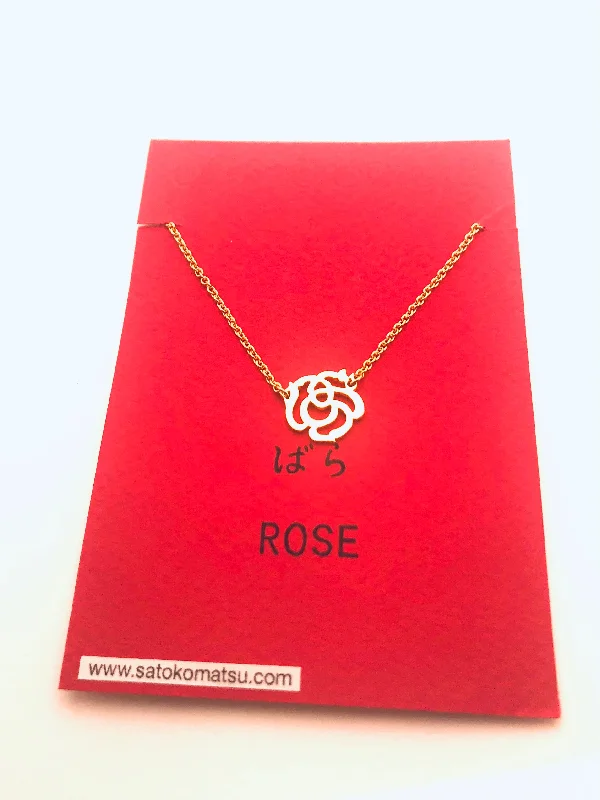 Unique Heart Pendant Necklaces-Rose in Hiragana Petit Necklace