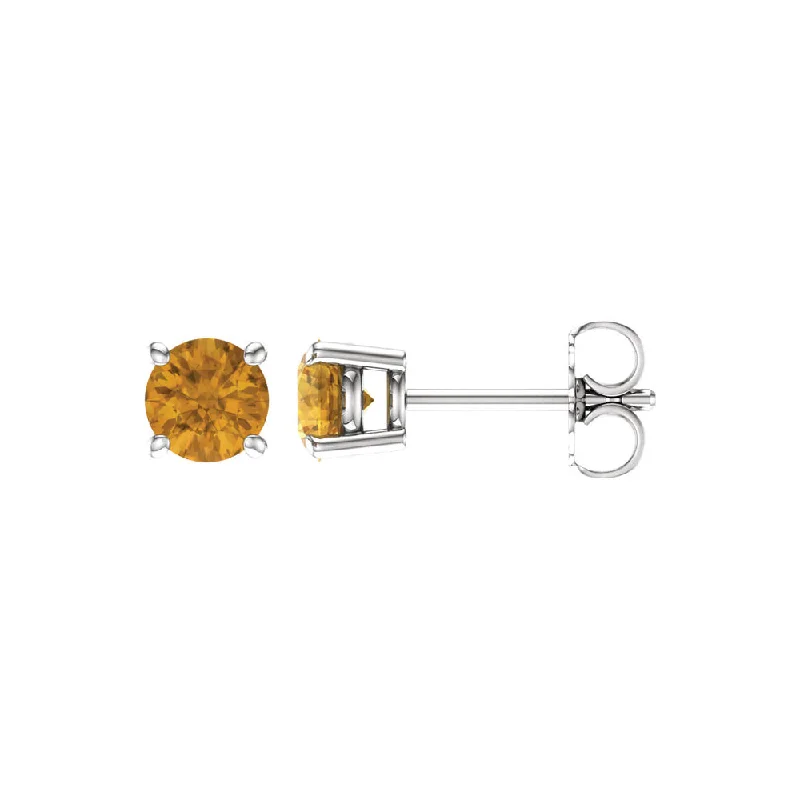 Personalized Drop Earrings-5mm Round Citrine Stud Earrings in 14k White Gold