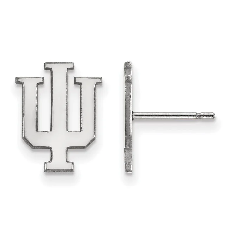 Wedding Drop Earrings-14k White Gold Indiana University Small Post Earrings