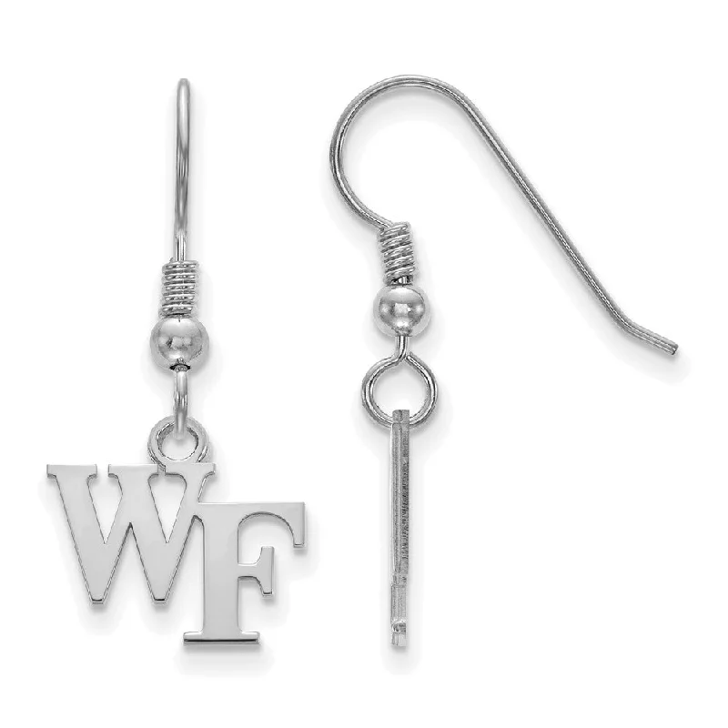 Cute Stud Earrings-Sterling Silver Wake Forest University XS (Tiny) Dangle Wire Earrings