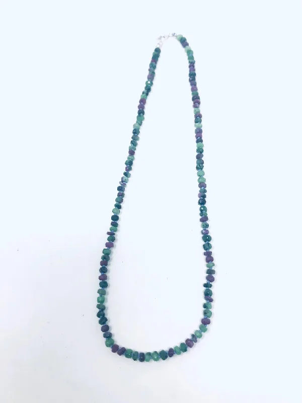 Classic Silver Chain Necklaces-Ruby Zoisite Knotted Necklace