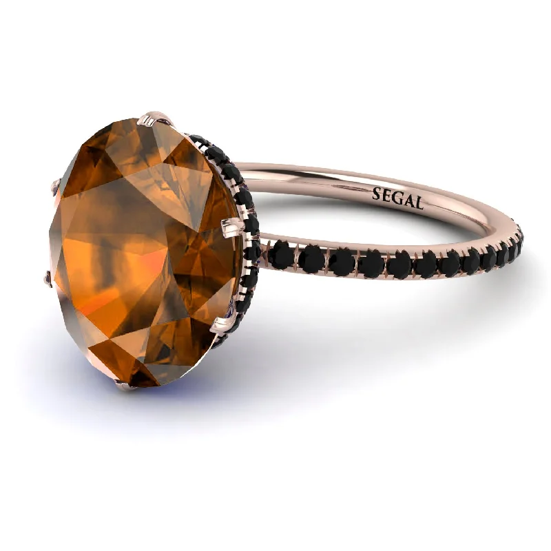 Large Gemstone Rings-Hidden Halo Oval Brown Diamond Engagement Ring - Gemma No. 1108