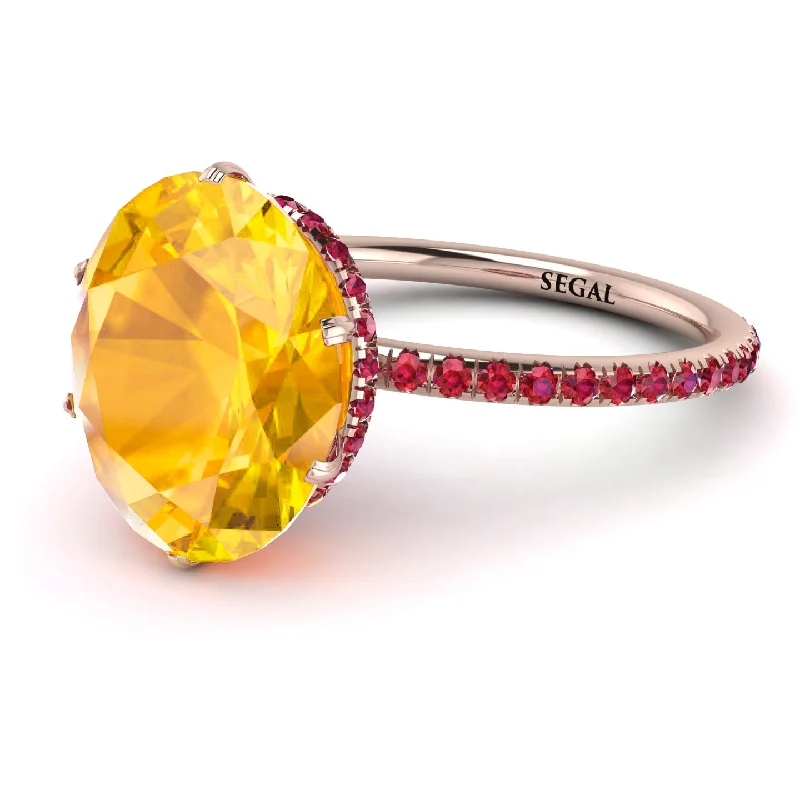 Vintage Engagement Rings-Hidden Halo Oval Yellow Diamond Engagement Ring - Gemma No. 1011