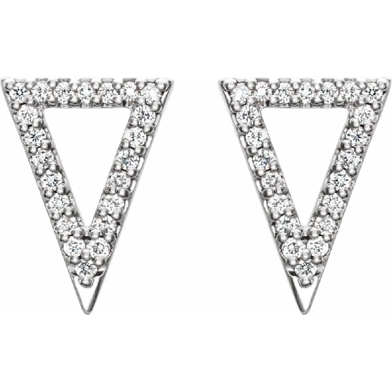 Cute Hoop Earrings-14k Yellow or White Gold 1/5 Ctw Diamond Triangle Earrings, 8.5 x 12mm