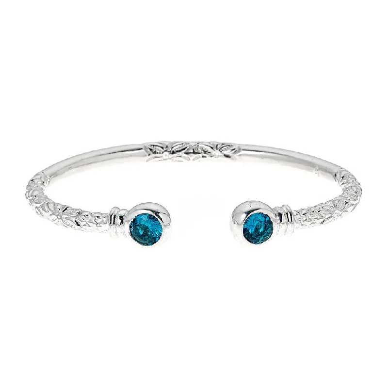 Stylish Stackable Bangles-Better Jewelry Personalized Birthstone Solid .925 Sterling Thick West Indian Bangle