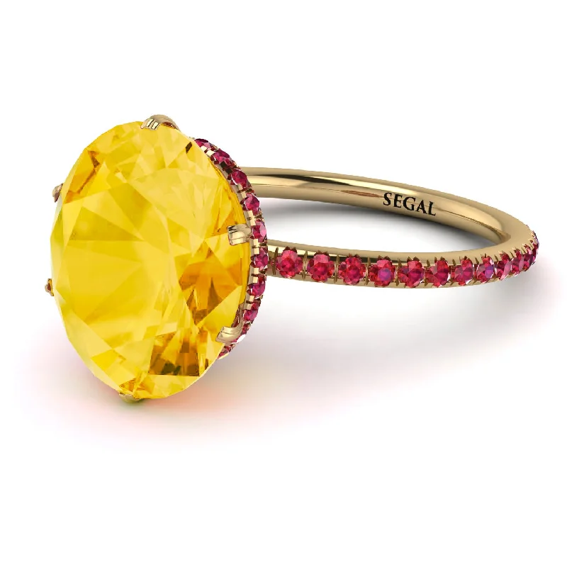 Modern Diamond Rings-Hidden Halo Oval Citrine Engagement Ring - Gemma No. 610