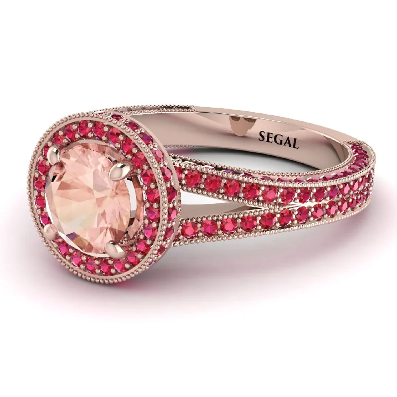 Affordable Wedding Rings-Milgrain Round Morganite Engagement Ring - Payton No. 911