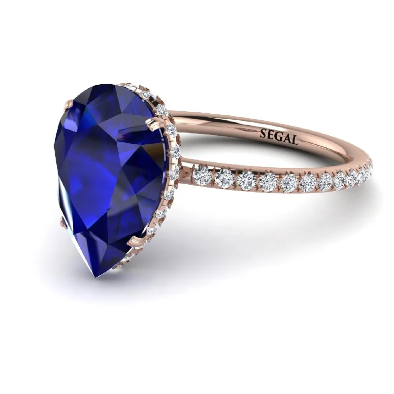 Beautiful Wedding Rings-Hidden Halo Elegant Pear Sapphire Engagement Ring - Ariel No. 14