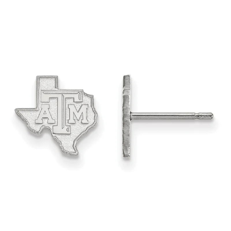 Bohemian Style Earrings-Sterling Silver Texas A&M University XS (Tiny) Logo Post Earrings