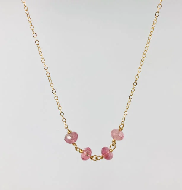 Unique Choker Necklaces-Pink Tourmaline and Gold Filled Necklace