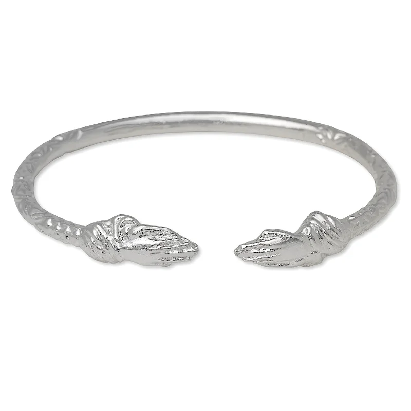 Handcrafted Bangles for Brides-Better Jewelry Praying Hands Ends West Indian Bangle .925 Sterling Silver, 1 piece