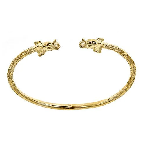 Vintage Gold Bangles-Better Jewelry 10K Yellow Gold West Indian Bangle w. Elephant Ends