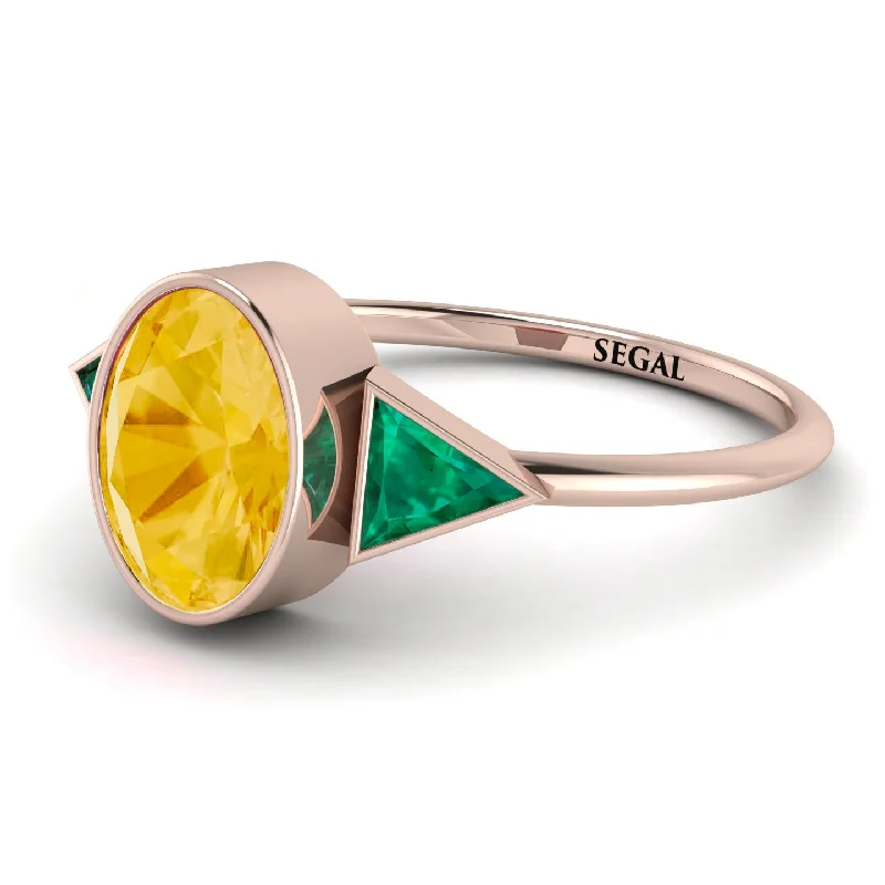 Women’s Statement Rings-Geometrical Bezel Citrine Ring - Trinity No. 605