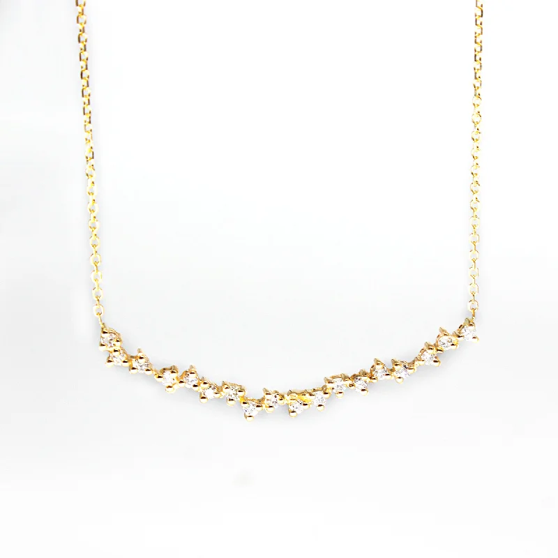 Designer Gold Necklaces-0.27ct. Curved Cluster Diamond Necklace