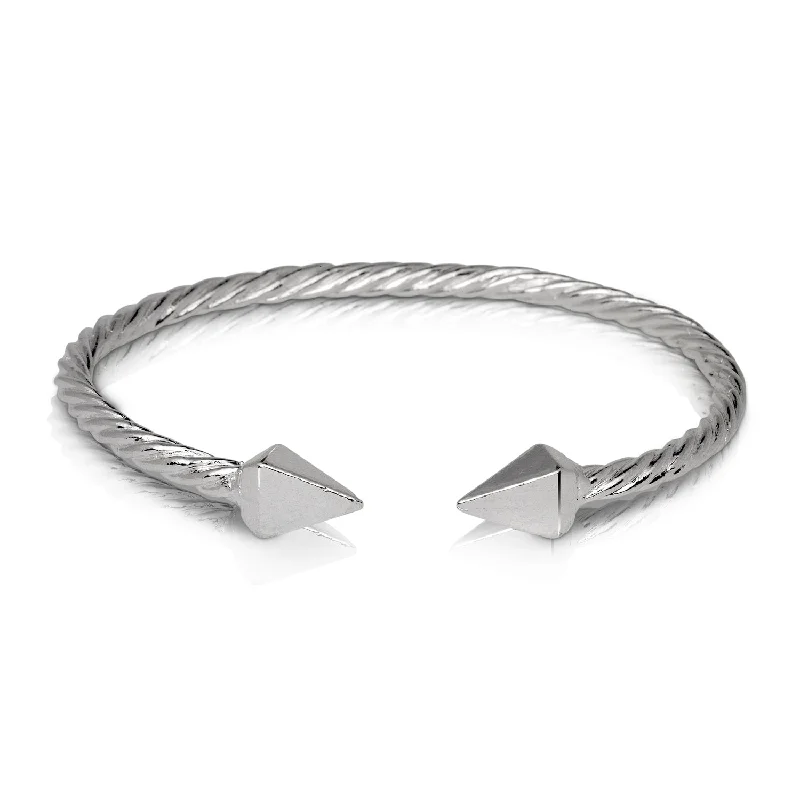 Unique Diamond Bangles-Better Jewelry PYRAMID ENDS COILED ROPE WEST INDIAN BANGLE .925 STERLING SILVER (MADE IN USA), 1 piece