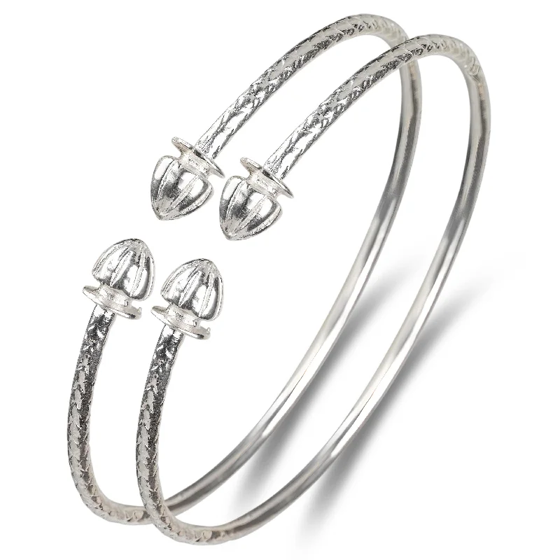 Simple Wedding Bangles-Better Jewelry Acorn .925 Sterling Silver West Indian Bangles, 1 pair