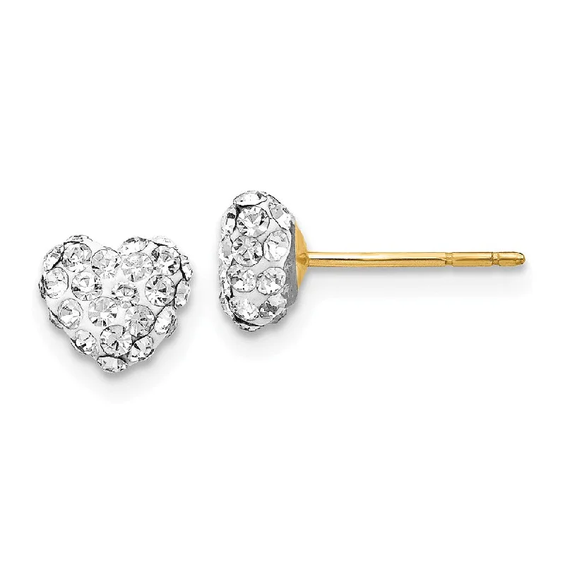 Classic Gemstone Earrings-6mm Crystal Heart Earrings with a 14k Yellow Gold Post