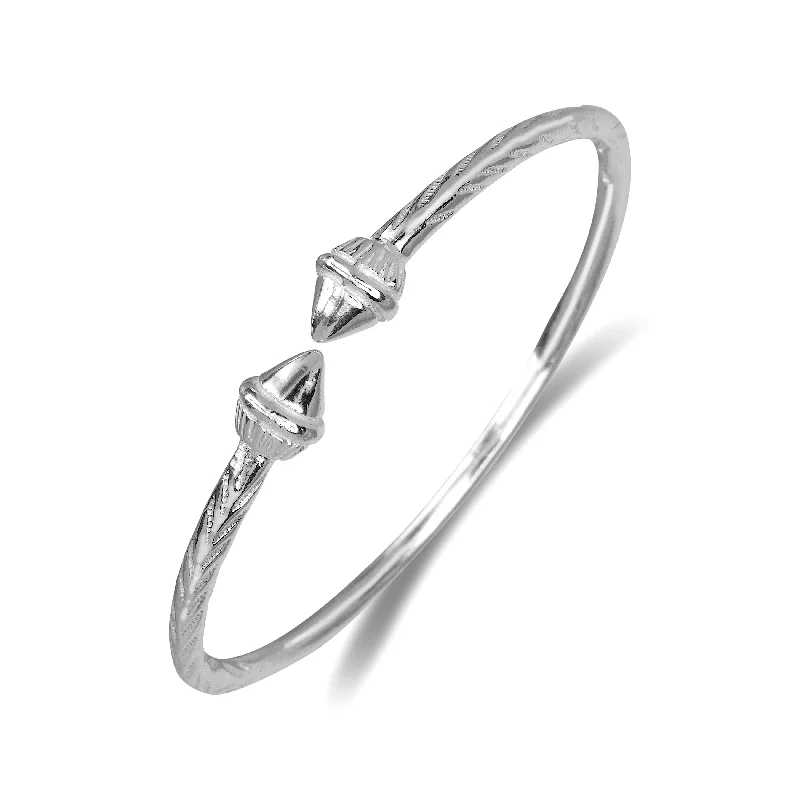 Beautiful Diamond Bangle Sets-Better Jewelry Elegant Pointed Ends .925 Sterling Silver West Indian Bangle, 1 piece