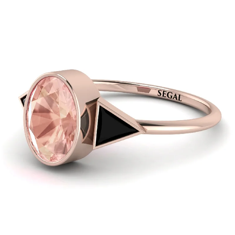 Handcrafted Wedding Bands-Geometrical Bezel Morganite Ring - Trinity No. 908