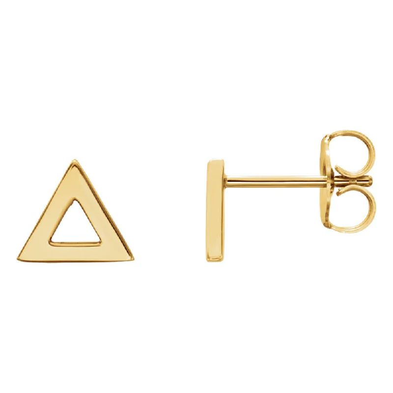 Artistic Stud Earrings-7mm (1/4 Inch) Polished 14k Yellow Gold Tiny Triangle Post Earrings