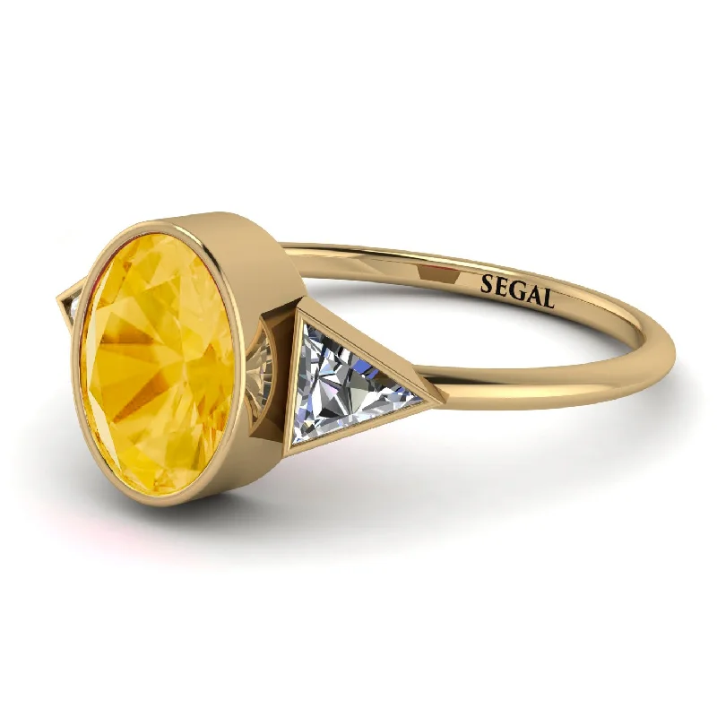 Personalized Birthstone Rings-Geometrical Bezel Citrine Ring - Trinity No. 601