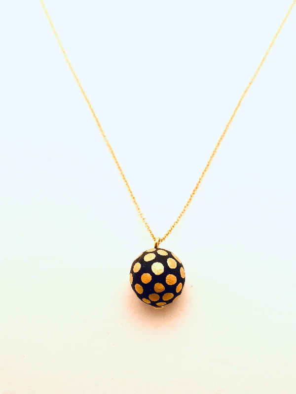 Personalized Gold Necklaces-Ladybug Necklace, Black