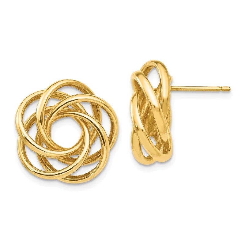 Custom Made Earrings-19mm Polished Love Knot Earrings in 14k Yellow Gold