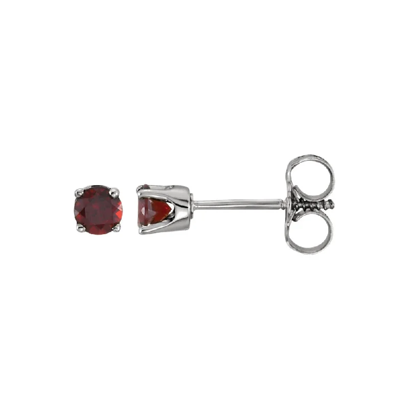 Gold Plated Earrings-Kids 14k White Gold 3mm Mozambique Garnet Youth Threaded Post Earrings