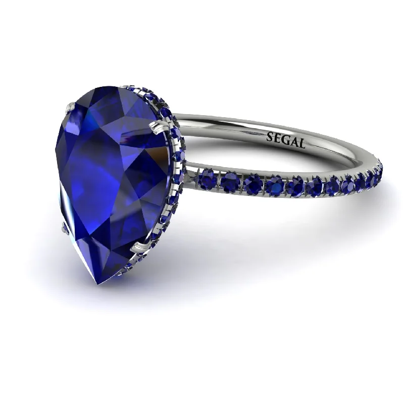 Customizable Wedding Rings-Hidden Halo Elegant Pear Sapphire Engagement Ring - Ariel No. 75