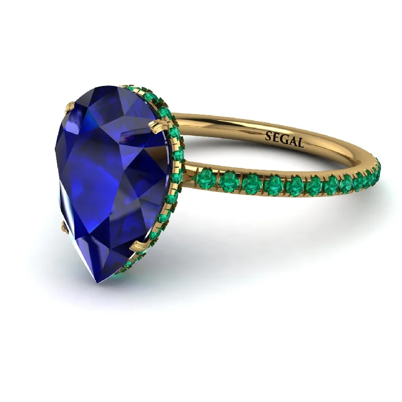 Engagement Rings with Colored Stones-Hidden Halo Elegant Pear Sapphire Engagement Ring - Ariel No. 28