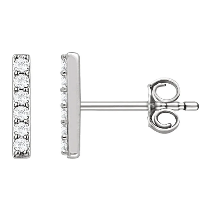 Long Drop Earrings-1.5 x 8.6mm 14k White Gold 1/10 CTW (H-I, I1) Diamond Bar Earrings