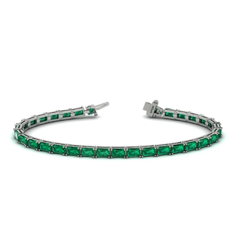 Stylish Silver Cuff Bracelets-Emerald Cut Emerald Tennis Bracelet - Rachel No. 6