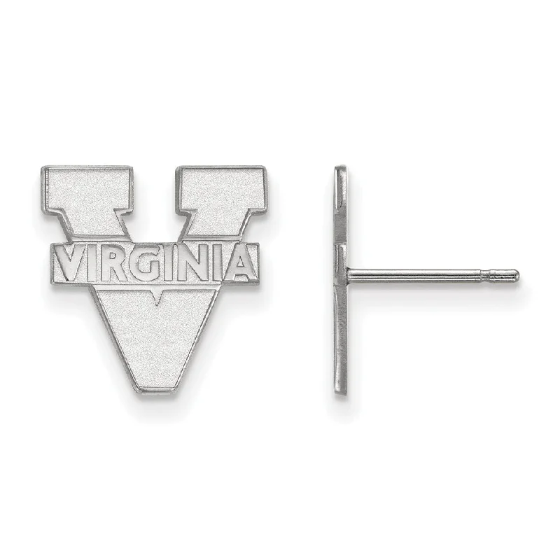 Unique Wedding Earrings-14k White Gold University of Virginia Small Post Earrings