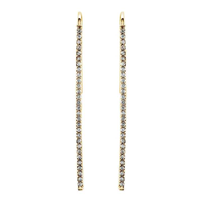 Customizable Earrings-36mm 14k Yellow Gold 1/4 CTW (H-I, I1) Diamond Vertical Bar Earrings