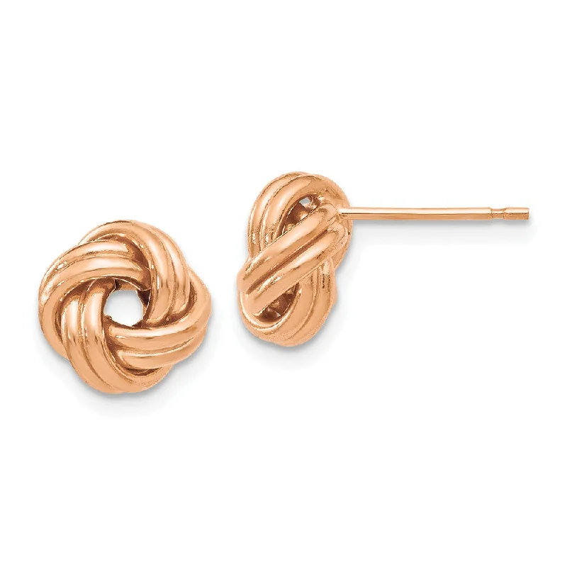 Tassel Earrings-9.5mm (3/8 Inch) 14k Rose Gold Polished Love Knot Post Earrings