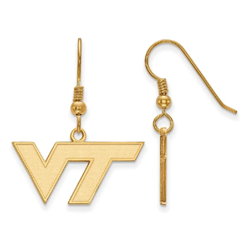 Long Dangle Earrings-14k Gold Plated Silver Virginia Tech SM Dangle Earrings