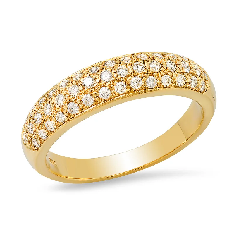 Elegant Wedding Ring Sets-Pave diamond 14k dome ring