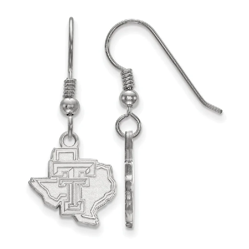 Bold Statement Earrings-Sterling Silver Texas Tech University Small Logo Dangle Earrings