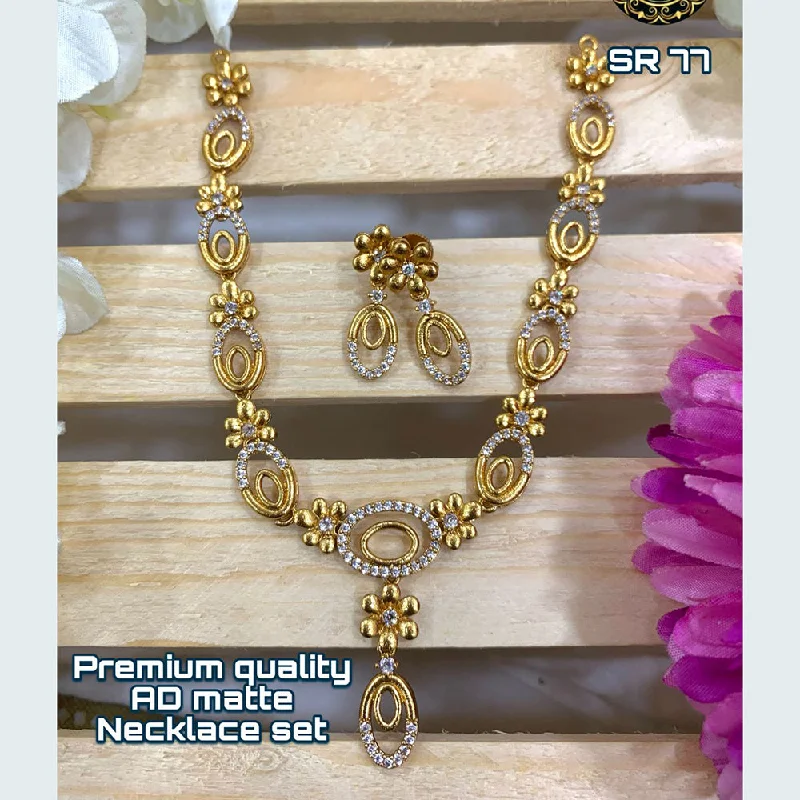 Designer Gold Necklaces-Siara Collections Gold Plated Ad Stone Necklace Set