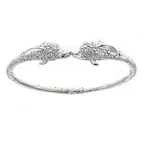 Simple Silver Bangles-Better Jewelry Dolphin .925 Sterling Silver West Indian Bangle , 1 piece