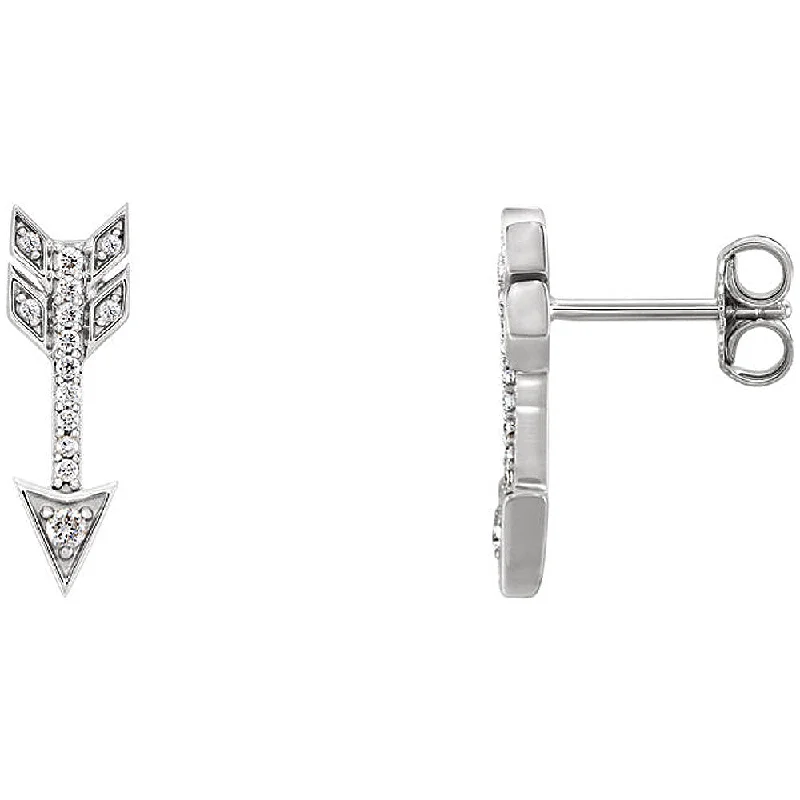 Unique Silver Stud Earrings-5mm x 17mm 14k White Gold 1/6 CTW (G-H, I1) Diamond Arrow Earrings