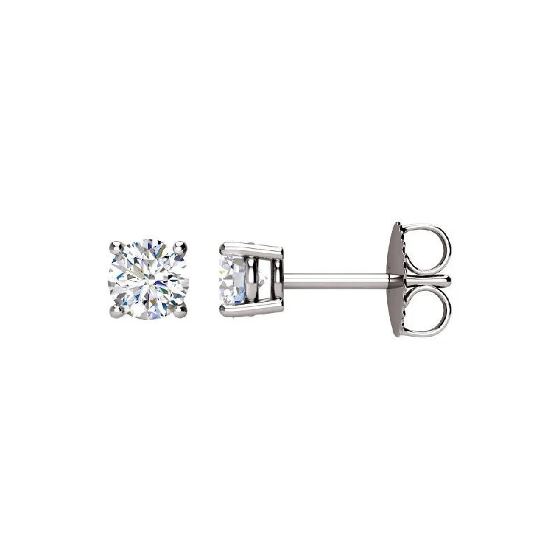 Big Statement Earrings-Round 3/4 Cttw Basket Style Diamond Stud Earrings in 14k White Gold