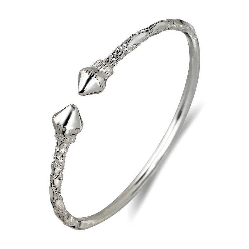 Stylish Bangles for Bridesmaids-Better Jewelry Cone Ends .925 Sterling Silver West Indian Bangle, 1 piece