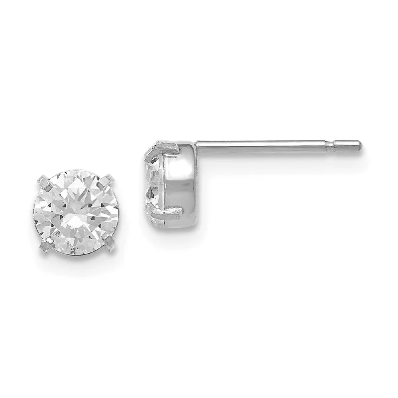 Trendy Drop Earrings-5mm Cubic Zirconia Stud Earrings in 14k White Gold